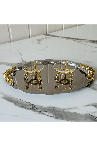 Melinda SÖZ NİŞAN TEPSİ SETİ - Gold renk (20x25cm)