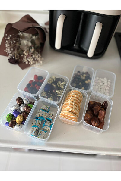 zemihra 18 Parça 8 Bölmeli Kapaklı Kulplu Sızdırmaz Kapaklı Saklama Kabı Seti - Çok Amaçlı Çerezlik Seti