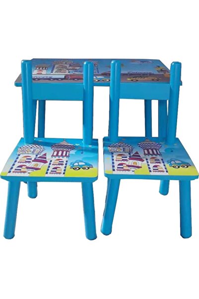 NOVOKIDS Set masă pentru copii cu două scaune Novokids™ Prima mea masă, albastru