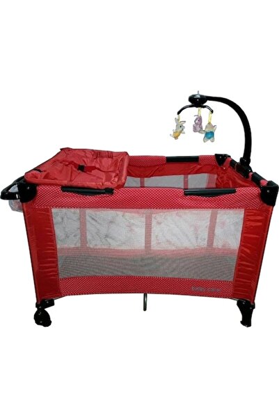 Baby Care NEST Folding Crib, Two Levels, with Music and Changing Table, Red