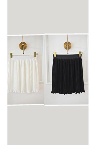 W WARGA Lastikli Piliseli Pileli İçlik Etek