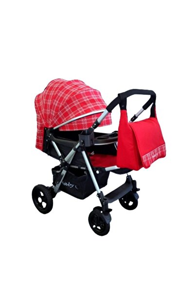Baby Care 2-in-1 Pro 511 Stroller, Aluminum Frame, Reversible Handle, Adjustable Backrest, Red Patte
