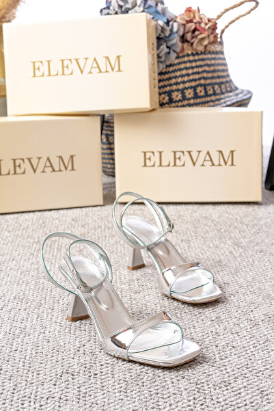 ELEVAM Silver Women's Heeled Casual Sandals Shoes