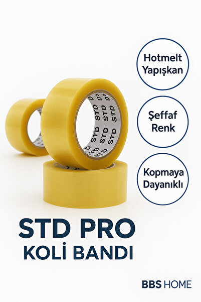 Std Pro Şeffaf Hotmelt Koli Bandı 45mm x 100m – Güçlü Yapışkanlı, Kopmaya Day...