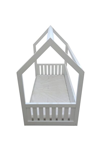 NOVOKIDS Pat mic Lovely Little House, 160x80 cm cu saltea din spumă inclusă, protecție laterală universală,
