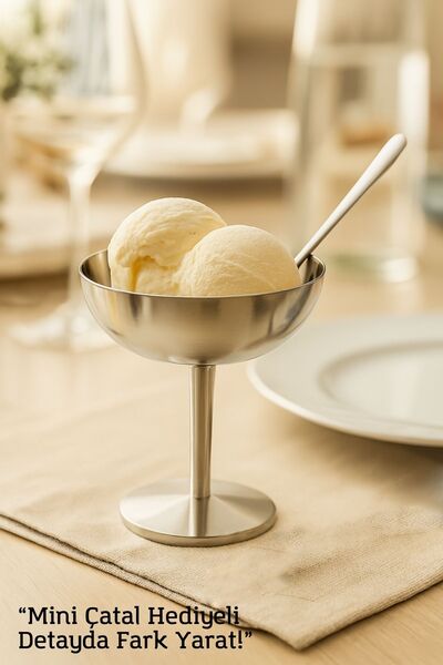 Transformacion وعاء آيس كريم وتقديم الطعام من الفولاذ المقاوم للصدأ الفضي - وعاء للحلويات واللبن والتقديم 722194