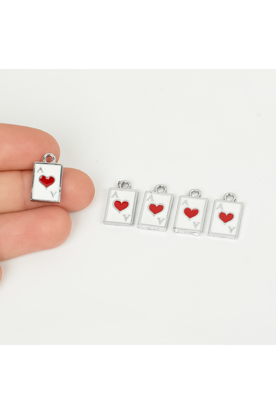 yfhobi 1 Adet - 16 mm İskambil Kağıdı As Metal Uç, Takı İçin Charm Uç, Rodyum...