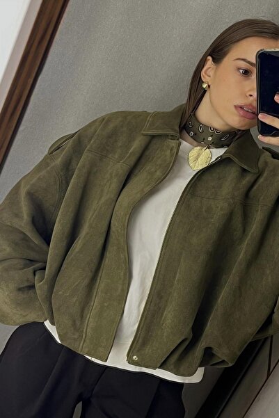 BELİZMOD New Season Oversize Suede Look Bomber Jacket