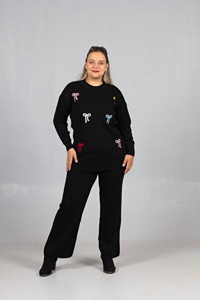 Truva XXL Standard Size 40-44 Cheerful and Soft Black Knitwear Set!