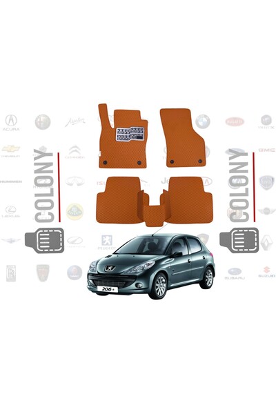COLONY Peugeot 206 Uyumlu EVA Paspas Tam Set–Araca Özel,Su Geçirmez,Kolay Mon...