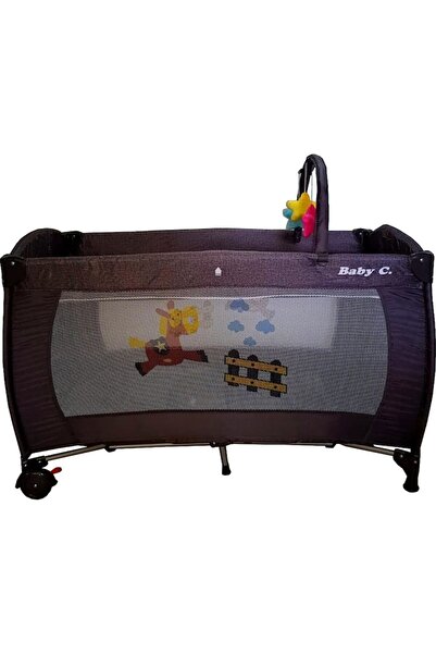 NOVOKIDS Baby C Folding Crib, 120x60 cm, Convertible Playpen, 2 Levels, Detachable Changing Table, P