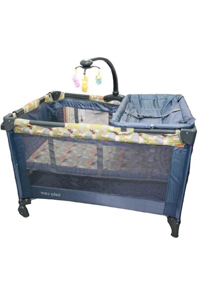Baby Care ™ NEST Folding Playpen, Convertible with Music and Changing Table - Gray