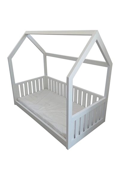 NOVOKIDS Pat mic Lovely Little House, 160x80 cm cu saltea din spumă inclusă, protecție laterală universală,