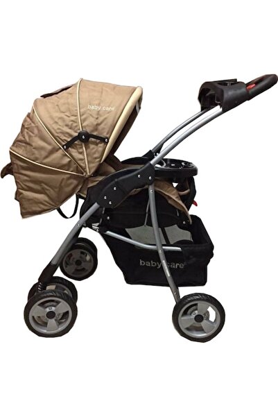 Baby Care ™ M203, 2 in 1 Stroller, Rocker, Adjustable Backrest, Metal Frame, Beige Stripes