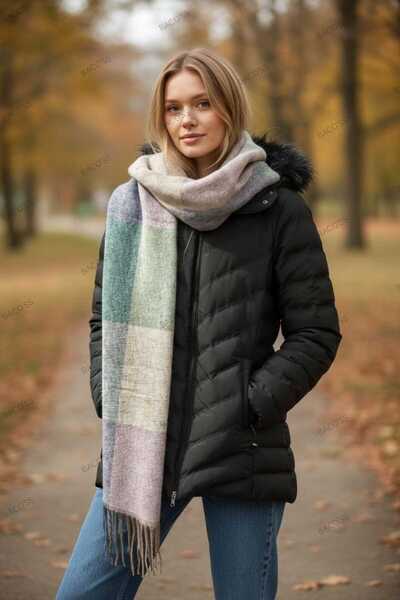 Bacoss Eșarfă cu textura moale și pufosă (BC-1237)