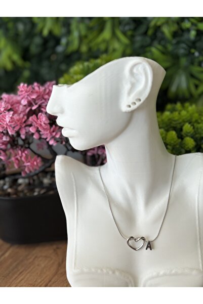 B & S Letter a Steel Necklace with Heart