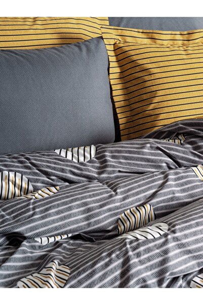 ŞENER HOME Cottonbox Modern Single Duvet Cover Set Strew Gray