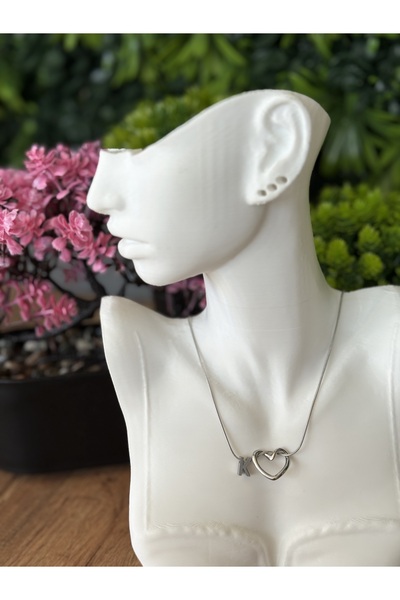B & S Heart Letter K Steel Necklace