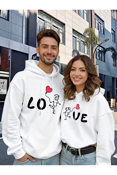 NEVERMIND Σετ Φούτερ Lover Couple Combination Love με τύπωμα με κουκούλα Σετ ...