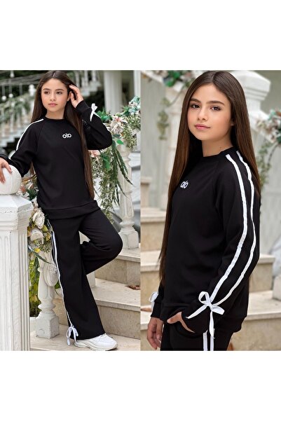 KOKOŞ BEBEK Ribbon Detailed Alo Ribbed 2-Piece Tracksuit Set - Age 6/16 - 31506