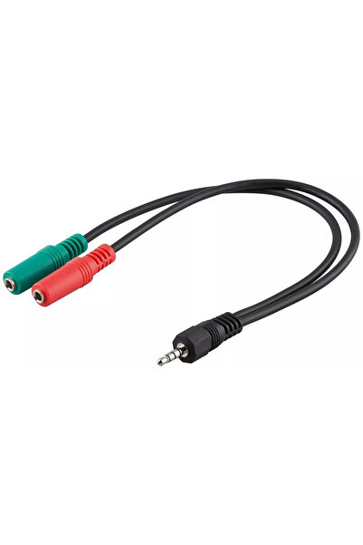 OEM Cablu audio stereo Jack 3.5 mm 4 pini tata la 2x 3.5 mm 3 pini mama 0.3m ...