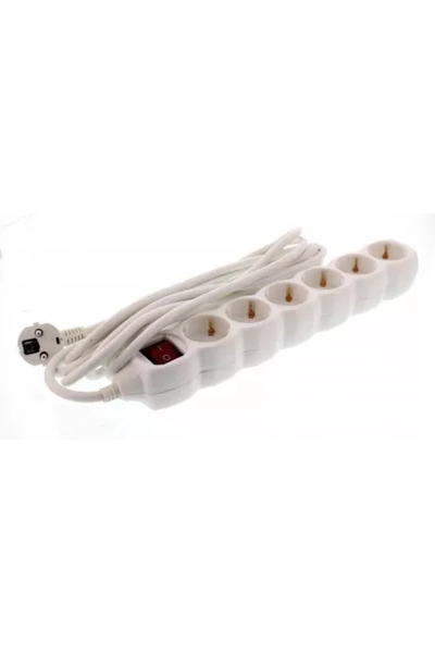 Well Extension cord 6 sockets 5m white with switch cable 3xG1.5mmp