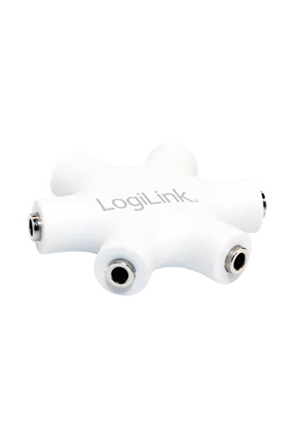 OEM Splitter adapter Jack 3.5 mm female x6 stereo + with cable 0.2m white LOG...