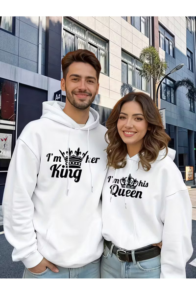 NEVERMIND Lover Couple Combination King And Queen Σετ φούτερ με κουκούλα ειδι...