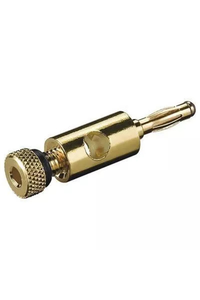 OEM Mufa banana tata inel negru 4mm cu surub metal aurit Goobay