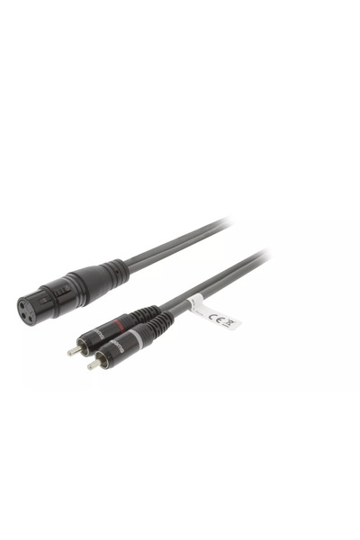 OEM Audio cable Stereo XLR 3-Pin female - 2x RCA male 3m gray Sweex
