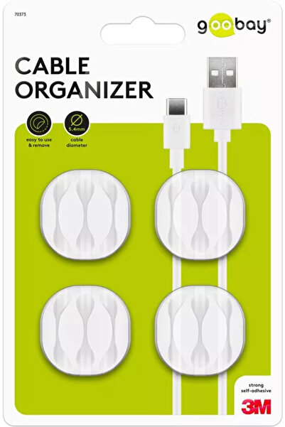 OEM Goobay 3-slot cable management clips set 4pcs set white