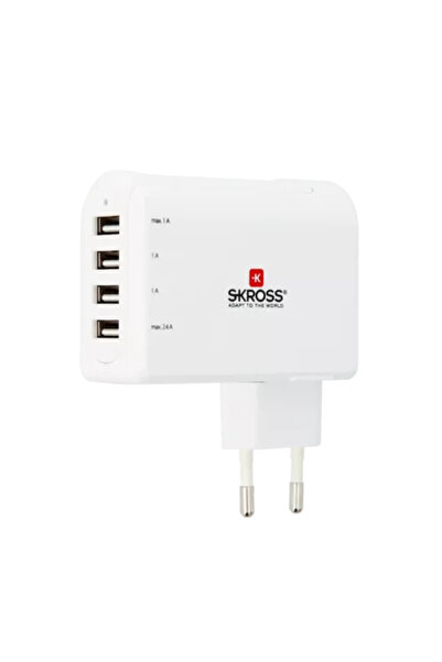 SKROSS Stecher EU cu 4 porturi USB alb 3x 1A 1x 2.4A