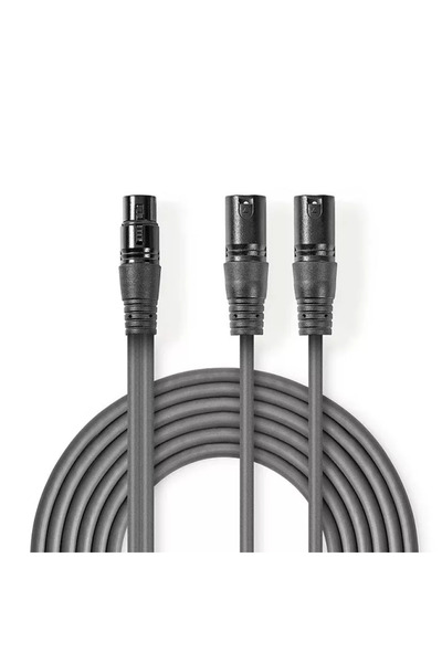 OEM Stereo balanced audio cable 2x XLR 3-pin male - XLR 3-pin female 1.5m gra...