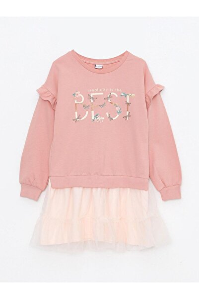 LC Waikiki Crew Neck Printed Long Sleeve Girls' Dress (W2)