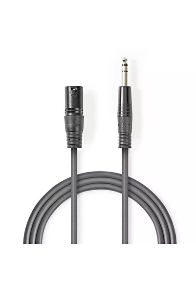 OEM Cablu XLR stereo Nedis XLR 3pini tata - Jack 6.3 mm tata 1.5m gri