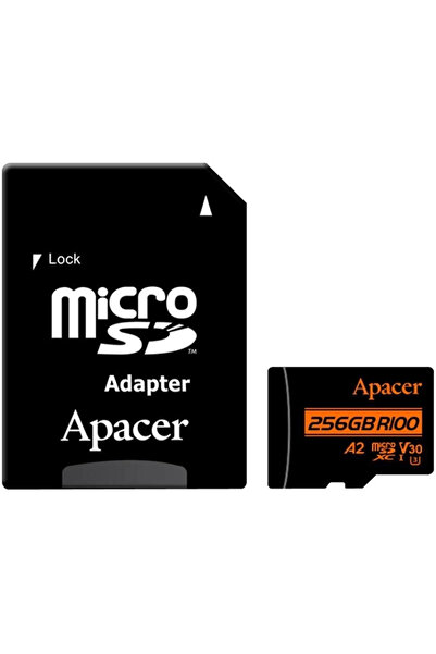 Apacer Card microSDXC UHS-I U3 V30 A2 256GB R100 cu adaptor SD AP256GMCSX10U8-R