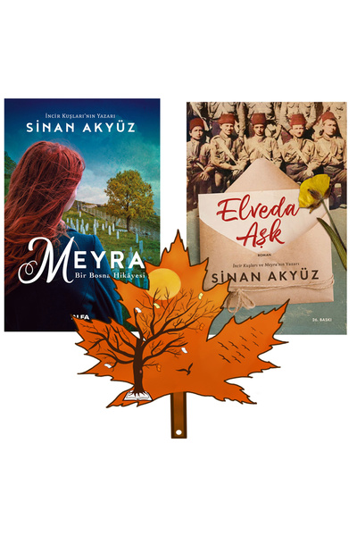 Alfa Yayınları Sinan Akyüz - Meyra -ve- Elveda Aşk - 2 kitap ve yanında yapra...