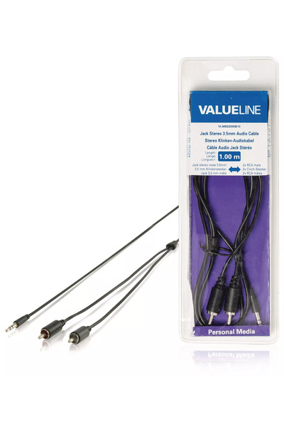 OEM Cablu audio jack stereo 3.5 mm tata - 2x RCA tata 1m negru Valueline