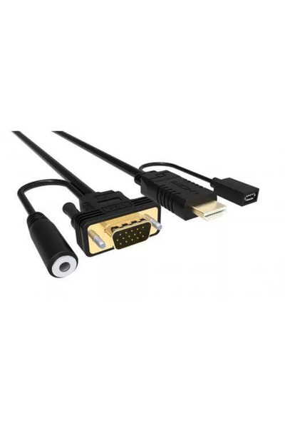 OEM Cablu HDMI cu chip la VGA cu audio si alimentare micro USB 1.8m WELL