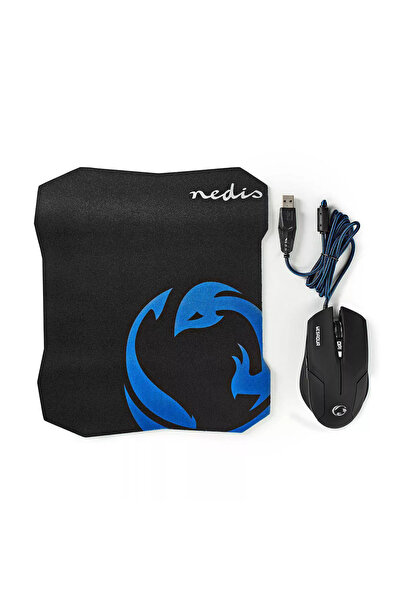 Nedis Set Mouse Gaming cu fir +Mouse Pad 1600 DPI 6 butoane