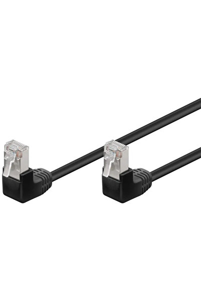 OEM Cablu Patch CAT5e 2x RJ45 90 FTP 0.5m negru pentru Conectare retea /Ecran...