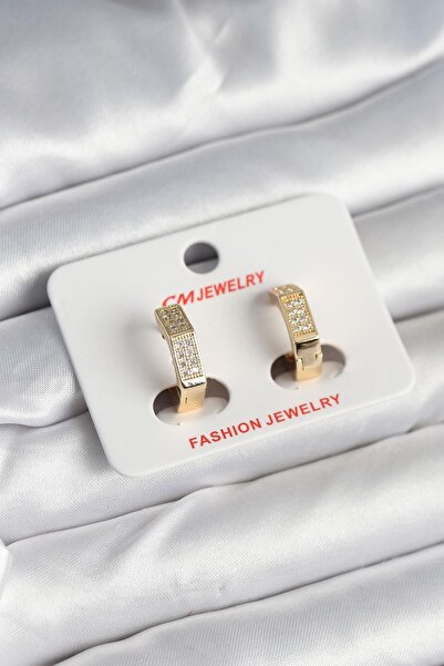 Inure Jewelry أقراط نسائية سداسية الشكل من حجر الزركون باللون الذهبي النحاسي