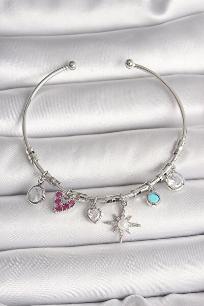 Inure Jewelry النحاس الفضة اللون استرخى الزركون حجر القطب نجمة الشكل القلب ال...