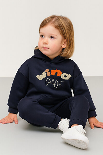 Oz Baby Kışlık Unisex Skuba Kumaş Polar Astarlı Süzene Nakışlı Kapüşonlu Bebek ve Çocuk Takımı