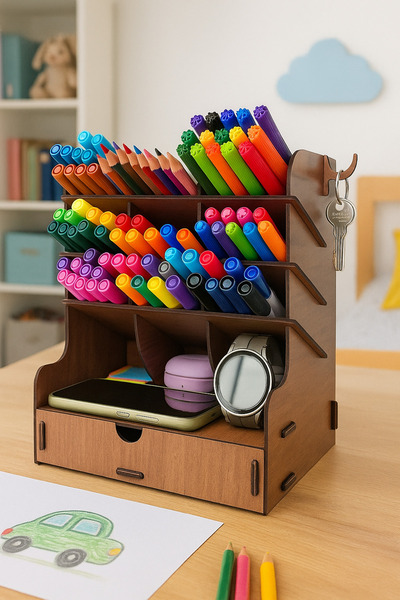 Simux Gird 9-Compartment Drawer Desktop Wooden Organizer Pen Holder - Jewelry...