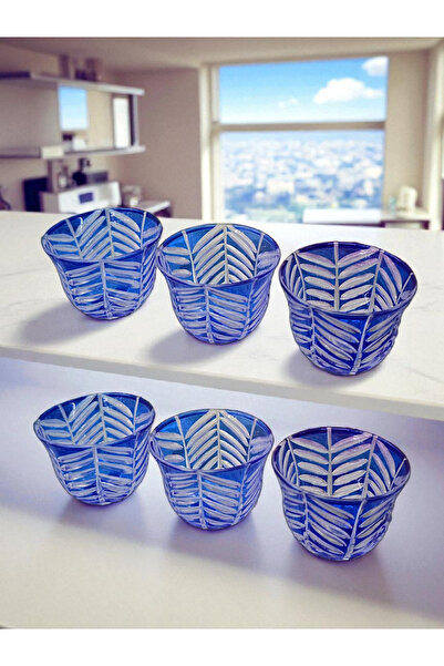 AYZ HOME 6’lı Renkli Kesme Kristal Cam Kahve Yanı Lokumluk / Mırra Takımı