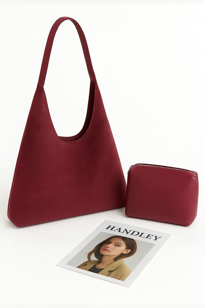 Handley Πολυτελής τσάντα ώμου από σουέτ με κουτάβι – Κομψό σχέδιο με μονή λαβή