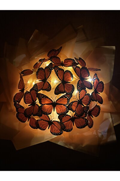 Şans çiçek hediyelik & dekorasyon Turuncu kelebek buketi led ışıklı