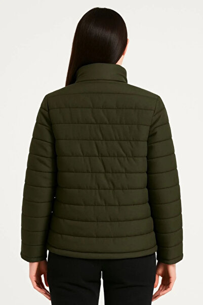 mzpkartan Women's Bomber Coat Jacket – Water Repellent Fabric, Quilted Lining, Zipper Closure, Winter – Khaki