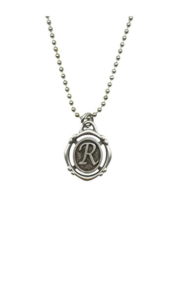 Herşey Nota R Letter Antique Unisex Necklace – Personal, Elegant, and Original Design